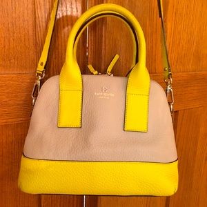 Kate Spade Southport Ave Jenny beige Yellow Leather Satchel 14 KARAT GOLD WOW